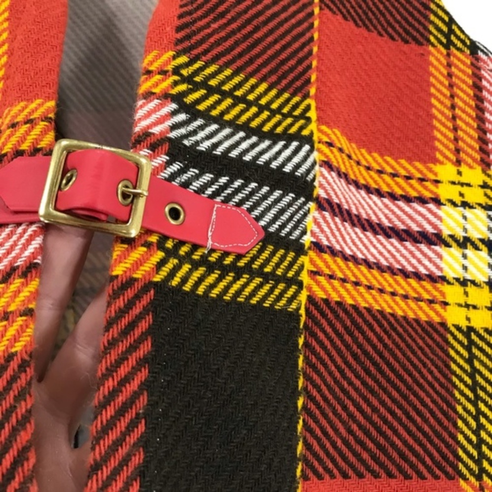 Vintage 70s Retro Plaid Buckle Front Woven Vest - Picture 8 of 12